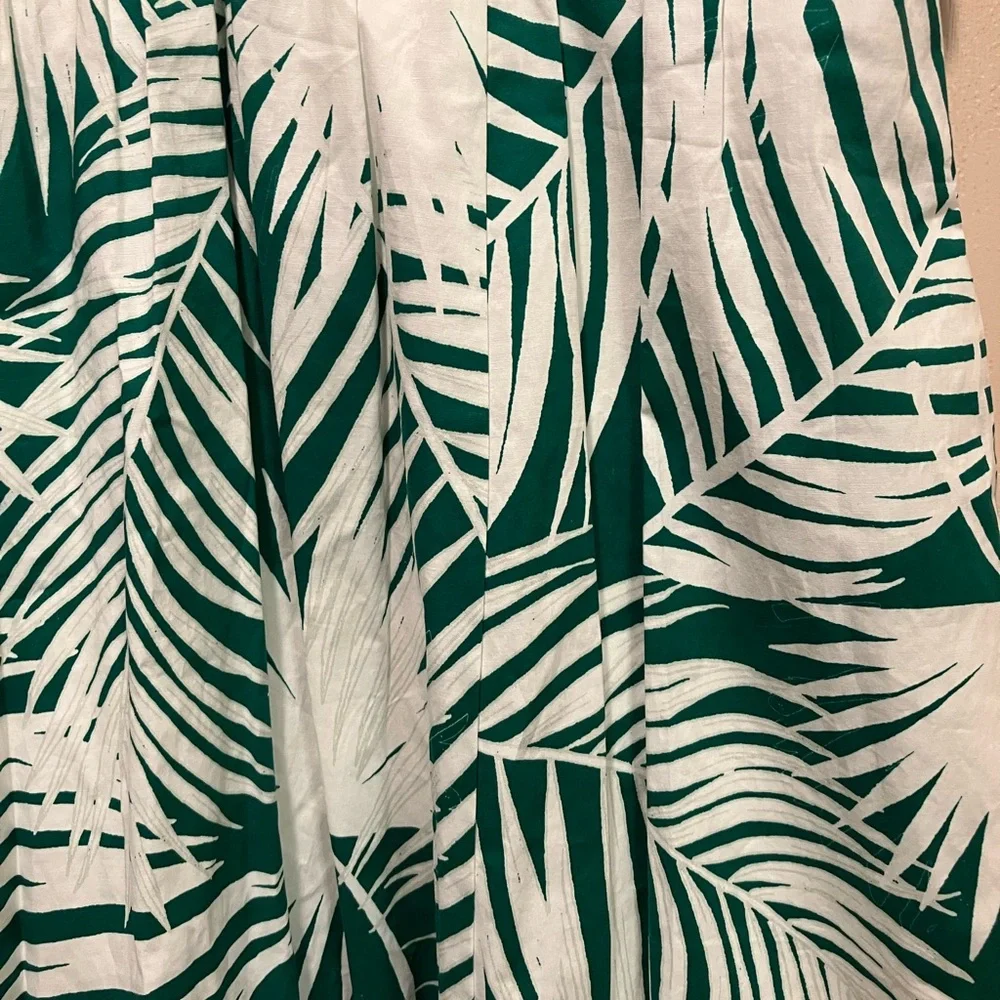 Milly Green and White Leaf Print Dress Size 8 - Picture 9 of 9